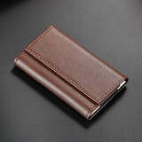 德国EHRENMANN名片夹 男女 商务 高档真皮名片盒 大容量超薄卡片包 名片卡包 棕色