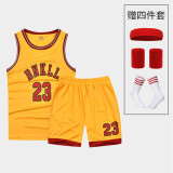 RE-HUO篮球服套装服装幼儿园六一表演服小学生男童女童演出球衣热火牌 黄色 S(121-130cm)