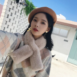 听风说围巾女冬季仿獭兔毛绒围巾韩版可爱学生百搭原宿仿皮草围脖濑毛毛领子脖套 米色 9*85cm