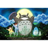 艺臣玩具1000片木质拼图成人版潮玩具减压礼物动漫风景油画布达佩斯大饭店 龙猫月夜(配大图纸) 500片木质分区