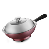 易欣 多功能家用电炒锅不粘锅插电炒菜锅电热锅电火锅电锅多用锅电炒菜蒸煮炖汤涮一体锅 1600W32CM易炒款