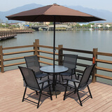 宝晶恒源户外桌椅庭院花园别墅组合阳台室外铁艺家具休闲太阳伞折叠椅露天 80圆/方桌