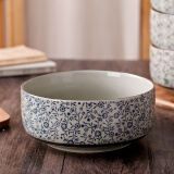 LICHEN陶瓷釉下彩大碗日式餐具高温烧制八英寸 吉祥花20.5厘米口径