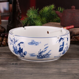 恒古（Heregur）青花陶瓷欧式复古客厅烟灰缸精品大号实用陶瓷大码收纳烟缸时尚创意个性办公室圆形 大号童趣