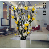 鑫达特雪梅花胶花仿真假花客厅摆放花卉落地高带花瓶电视柜旁摆件SN9266 白 黄带瓶价格