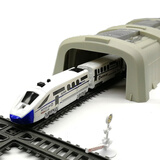 仿真高铁动车轨道车电动小火车和谐号弹头列车儿童玩具模型 高铁桥墩+隧道+5车厢（86件套）