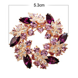 海雯妮 衣角T恤下摆打结扣 胸针丝巾扣两用胸花女别针饰品围巾扣人造水晶配饰花朵 大号胸针-高贵紫+叶上钻紫色 直径5.3cm