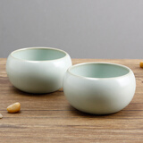 汝窑杯茶碗禅定杯美到家陶瓷功夫茶杯茶具紫砂杯品茗杯 天青色2个(礼盒装)