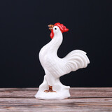 fw创意陶瓷工艺品12十二生肖摆件动物属相客厅房间玄关桌面摆设瓷器小号羊家居装饰工艺品 白瓷彩绘鸡小号