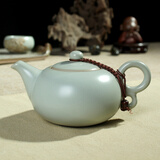 汝道汝窑茶壶单壶陶瓷功夫茶具家用过滤泡茶壶汝瓷可养开片复古泡茶器 汝窑双耳壶260ml
