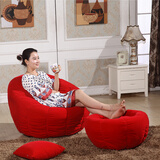 虎图腾个性时尚懒人南瓜沙发客厅休闲卡通卧室阳台单人小沙发椅创意 植绒红色 单人位