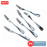HHFA 不锈钢水果叉子套装创意二指蛋糕叉甜品点心叉沙拉小叉子月饼叉 扇尾款小号叉-6支
