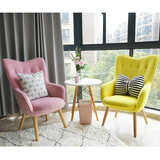 阿拉蕾 阳台桌椅欧式三件套 现代简约茶几休闲椅组合 创意卧室客厅桌椅 黄+粉（丝绒款 组合三件套）