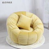 虎图腾个性时尚懒人南瓜沙发客厅休闲卡通卧室阳台单人小沙发椅创意 超柔香蕉黄 单人位+脚蹬