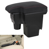 曼蒂瑞斯经典福克斯扶手箱（09-13）款福特福克斯专用中央手扶箱免打孔 黑色红线（真皮）