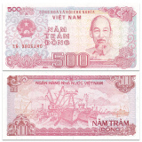 【甲源文化】亚洲-全新UNC 越南纸币 1987-94年 稀少老版 外国钱币收藏 已退出流通 500盾 1988年 P-101 单张
