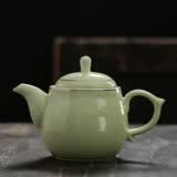 宋汇 陶瓷泡茶壶过滤网茶叶壶花茶壶茶具红茶泡茶器青瓷茶具套装带托盘 柠檬黄茶壶550ml