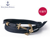 KIEL JAMES PATRICK美国进口饰品学生闺蜜情侣手链皮革皮质多圈手环男女款情人节礼物 Wavy In Navy 均码