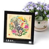 燕云州蔚县手工剪纸画工艺品龙马镜框摆件中国风特色礼品送老外出国礼品 彩生肖鼠（可定制）