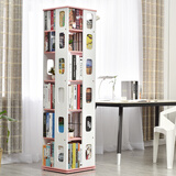 隆上隆 书架360度旋转书架简约陈列置物架家用客厅 LS-034 加宽六层白+粉