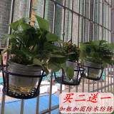 欧式花架阳台铁艺栏杆花架多层护栏悬挂式阳台单个花架挂式露台栏杆装饰置物架植物多肉绿植盆栽壁挂花盆挂架 单个黑色（买两个送一个）