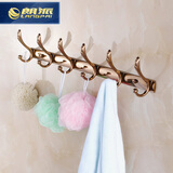 朗派卧室仿古挂衣钩 卫生间衣服挂钩 客厅玄关门后衣帽钩 金色排钩 玫瑰金色六排钩