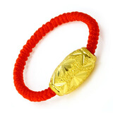 千影珠宝 黄色金戒指男女款红绳子戒子仿真首饰长转运珠路路通串红线饰品手工编织食指环送生日礼物 品牌标价385