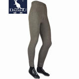 袋鼠保暖羊毛裤男女士加厚款高腰修身护膝保暖裤百搭情侣打底裤毛线裤 男士 驼色  适中 XL