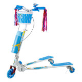秀派 儿童滑板车 蛙式三轮剪刀车 可升降3-15岁扭扭车 3轮闪光 双后刹减震折叠踏板车 C款 标配 蓝色