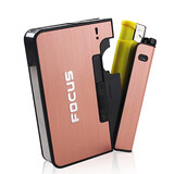 霏语烟盒10支装自动弹烟盒打火机一体防风便携式防压金属超薄烟盒套 铜色 10支