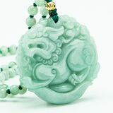 春龙 翡翠霸王大嘴貔貅吊坠 男女情侣款玉石玉佩玉坠项链 支持订做 翡翠霸王母子貔貅