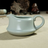 汝道RUDAO 汝窑汝瓷公道杯单海手工陶瓷分茶器简约功夫茶具茶道茶艺配件手柄茶海礼盒装 竹节海