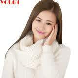 幽米youmi围脖 围巾女冬季韩版女士冬天加厚保暖套头 韩版脖套毛线围巾 奶白色
