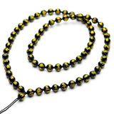 润玺 手工珠链吊坠挂件绳珠链挂绳子珠子挂坠绳脖颈绳男女挂绳 8MM 黑曜石六字真言金色款式