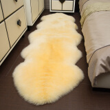 牧诺 澳洲羊毛地毯卧室整张羊皮羊毛飘窗毯 皮毛一体地毯羊皮坐垫 淡米色 澳洲1p70*100cm