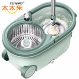 太太乐太太乐拖把大号免手洗双驱动旋转拖把桶自动甩干脱水旋转拖把墩布 炫绿桶【加强杆配 5个拖头】