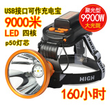 SHANTUO强光充电直充头灯9990大功率超亮强光头戴探照远射头顶灯夜钓鱼灯 6066六锂电P70灯珠白光