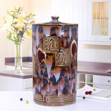 瓷小奴-景德镇米桶米缸陶瓷带盖家用防潮密封面缸杂粮储物罐储水罐 款二直筒进宝40斤(试水)