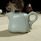 汝道汝窑公道杯单海可养开片汝瓷分茶器陶瓷功夫茶具茶道配件手柄茶海 汝窑四方海-礼盒包装