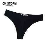 CK STORM女士内裤女丁字裤冰丝无痕一片式性感女士T裤低腰隐形瑜伽速干女式短裤头三角女内裤 单条礼盒装(黑色) L