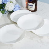 红牡丹 白色骨瓷盘子套装家用西餐盘釉下彩菜盘纯白碟子陶瓷牛排盘沙拉 纯白8英寸饭盘 4个装 8英寸