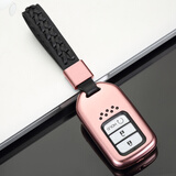 迪加伦 新本田CRV钥匙套 十代雅阁 思域 UR-V 冠道 艾力绅 奥德赛 汽车用钥匙包真皮扣 改装 玫瑰金+时尚编织皮绳 本田XRV 艾力绅飞度豪华版凌派杰德 男女