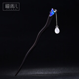 福调儿手工925银景泰蓝蝴蝶发簪女流苏古风汉服烧蓝原创簪子情人节礼物 1个