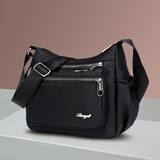 东选斜挎包女小包休闲尼龙帆布包袋多层单肩小花布中老年妈妈包