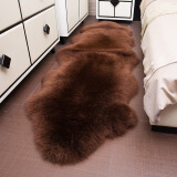 牧诺 澳洲羊毛地毯卧室整张羊皮羊毛飘窗毯 皮毛一体地毯羊皮坐垫 咖啡色 澳洲1p70*100cm