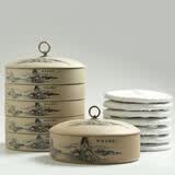 正扬 老岩泥粗陶土茶叶罐大号普洱陶瓷茶罐 茶饼盒 七子饼储存罐 醒茶罐子 粗陶普洱罐单片装-富春山居图