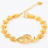 佩川 新款越南沙金手链镀金时尚女款满满幸福花朵可调节手环久不褪色 百合手链 可调节