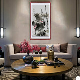 鸠祥 名人字画书法作品真迹办公室卧室字画书房客厅装饰画( 画芯） 颜峻鲁精品画-四尺荷花（下单联系客服备注发货）