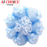 AiChoice 舞蹈头饰专业盘发网兜儿童芭蕾跳舞发饰丸子头花女孩花苞发网 天蓝色蝴蝶结款