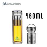 小雨点玻璃茶杯双层透明玻璃杯办公水杯商务礼品车载旅行便携茶杯带茶漏 小雨点460ML(L款）